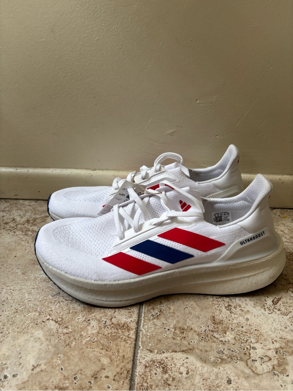 Adidas UltraBoost 5X Men’s Shoes Cloud White Style JH9040 USA Blue Red Size 12 - Picture 2 of 5